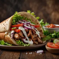 Pyszny kebab z soczystym mięsem, świeżymi warzywami i sosem. Czy jest zdrowszy od pizzy? Zależy od składników!