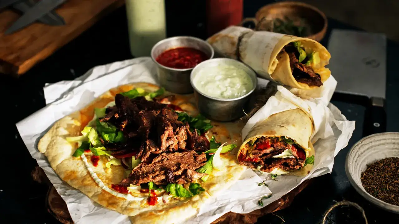 Kebab lawasz co to? Pyszne mięso, świeża sałata i sosy zawinięte w chrupiący placek. Idealny na szybki posiłek.
